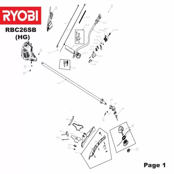 Ryobi RBC26SB Type No: 513300168 HANDLE 518025002 Spare Part