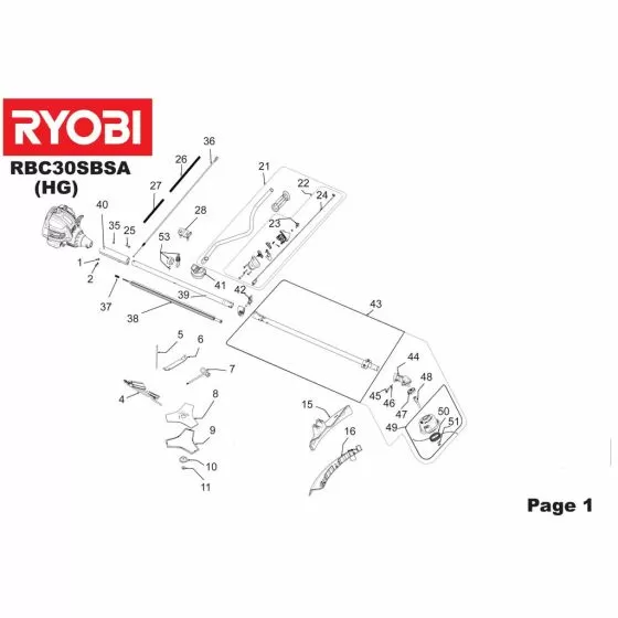 Ryobi RBC30SBSA Type No: 5133001639 HOLDER 638389001 Spare Part