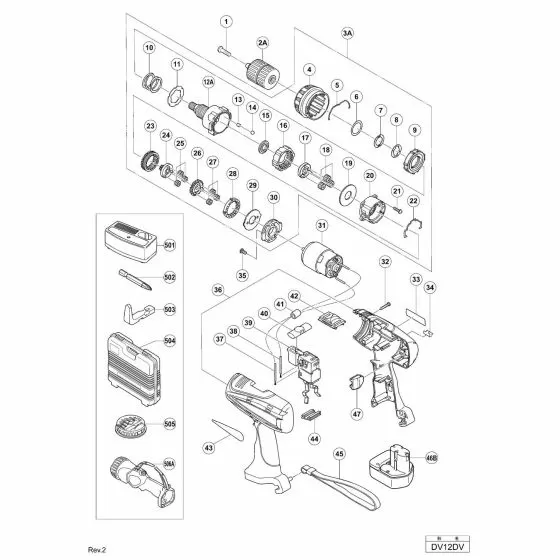 Hitachi DV12DV Spare Parts List