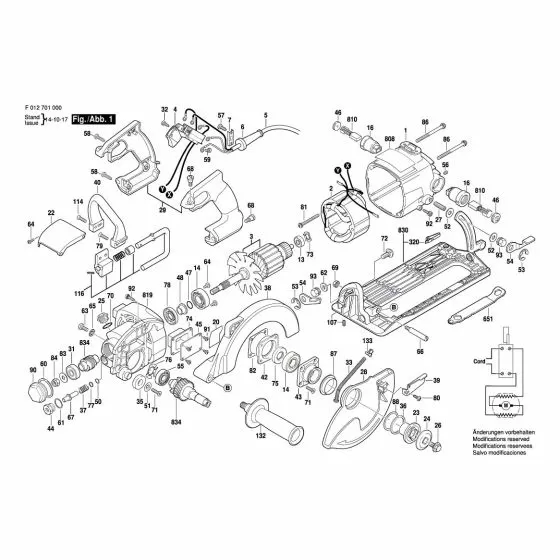 Skil SPT70WM Spare Parts List Type: F 012 701 001 120V USA