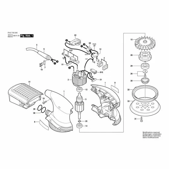Skil 7402 Spare Parts List Type: F 012 740 245 230V EU