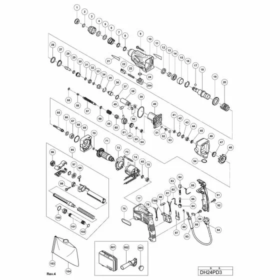 Hitachi DH24PD3 DRILL CHUCK AND ADAPTER SET 321825 Spare Part