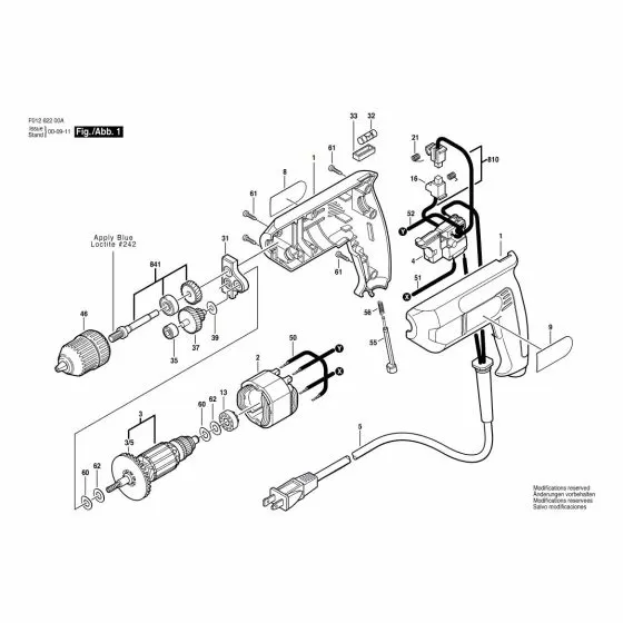 Skil 6220 Spare Parts List Type: F 012 622 00A 120V USA