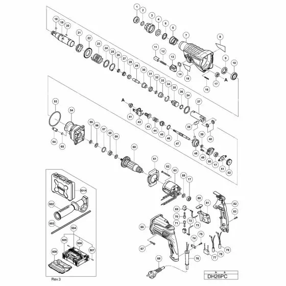 Hitachi DH26PC Spare Parts List