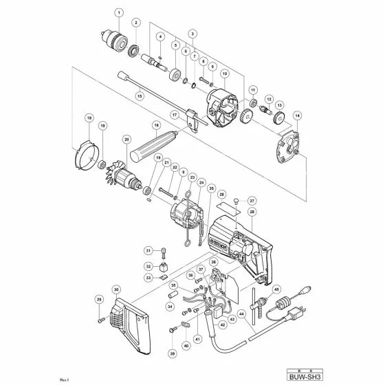Hitachi BUW-SH3 Spare Parts List