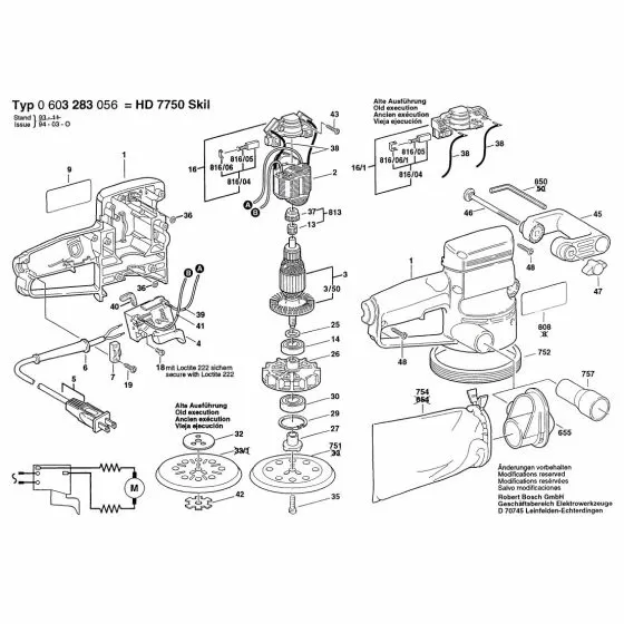 Skil HD7750 Spare Parts List Type: 0 603 283 056 120V USA