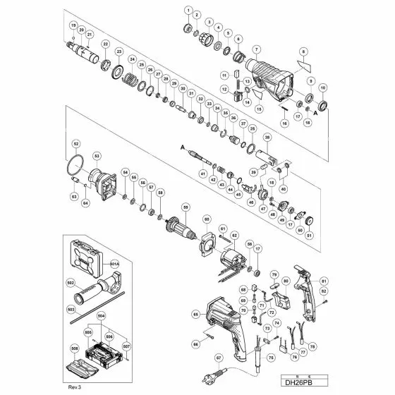 Hitachi DH26PB Spare Parts List