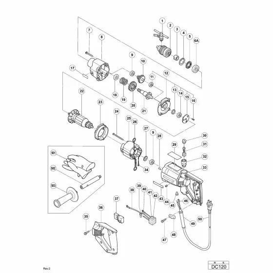 Hitachi DC120 Spare Parts List