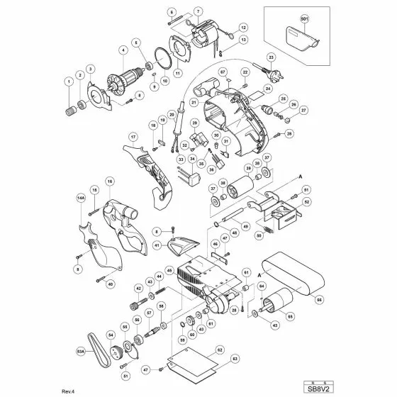 Hitachi SB8V2 Spare Parts List
