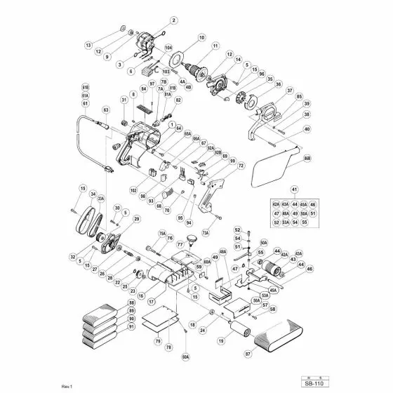 Hitachi SB-110 MACHINE SCREW M5X25 (10 PCS.) 949243 Spare Part