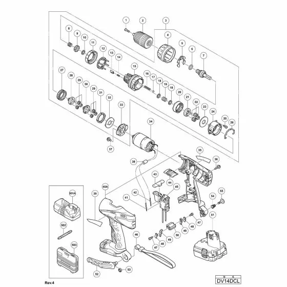 Hitachi DV14DCL Spare Parts List