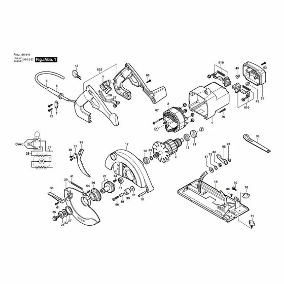 Skil 1855 Spare Parts List Type: F 012 185 585 240V AUS