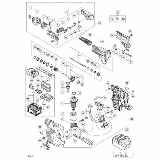 Hitachi WF18DSL Spare Parts List