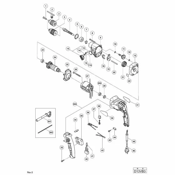 Hitachi D13VB3 Spare Parts List