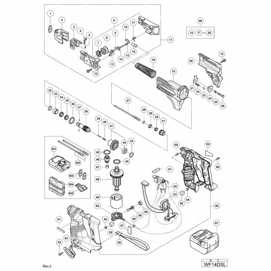 Hitachi WF14DSL Spare Parts List