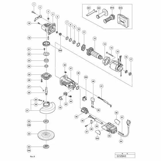 Hitachi G12SA3 Spare Parts List