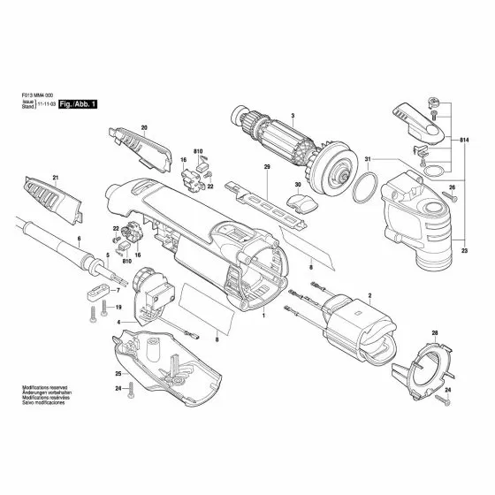 Dremel MM45 Spare Parts List Type: F 013 MM4 501