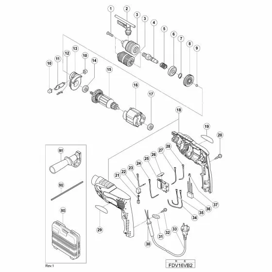 Hitachi FDV16VB2 Spare Parts List