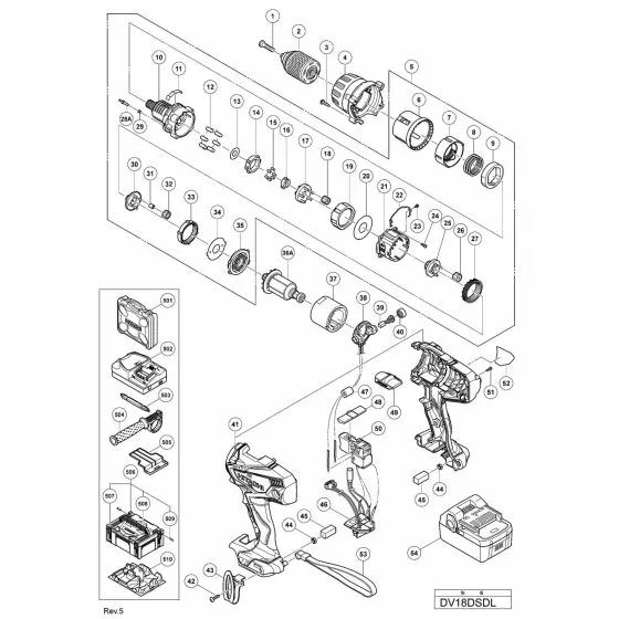 Hitachi DV18DSDL Spare Parts List