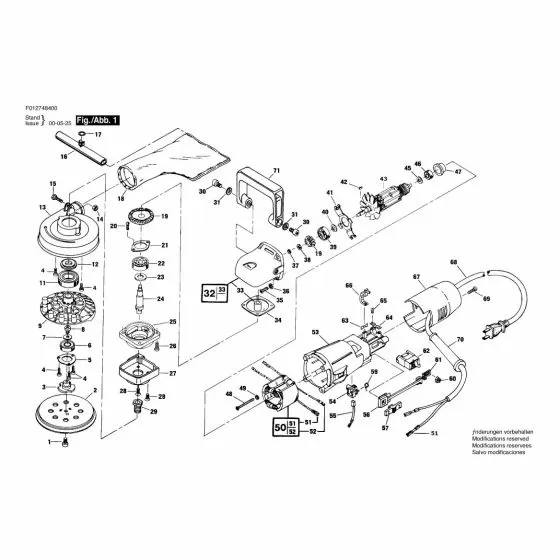 Skil 7484 Spare Parts List Type: F 012 748 400 120V USA