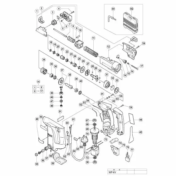 Hitachi WF4V Spare Parts List
