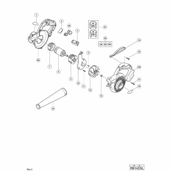 Hitachi RB14DSL MOTOR (W/SPINDLE) 328561 Spare Part