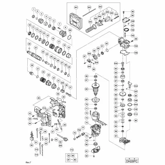 Hitachi DH28PC Spare Parts List
