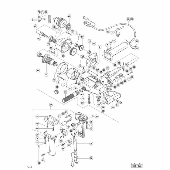 Hitachi BU-PN3 Spare Parts List