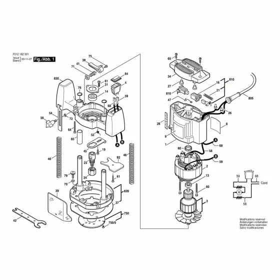 Skil 1823 Spare Parts List Type: F 012 182 301 120V USA