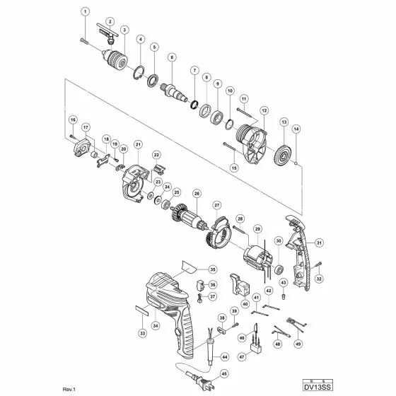 Hitachi DV13SS Spare Parts List