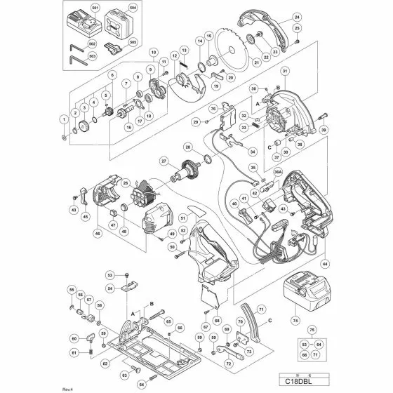 Hitachi C18DBL Spare Parts List
