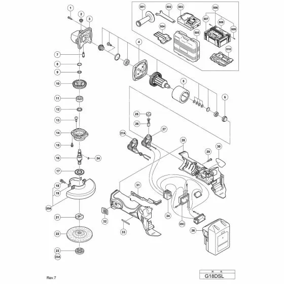 Hitachi G18DSL Spare Parts List