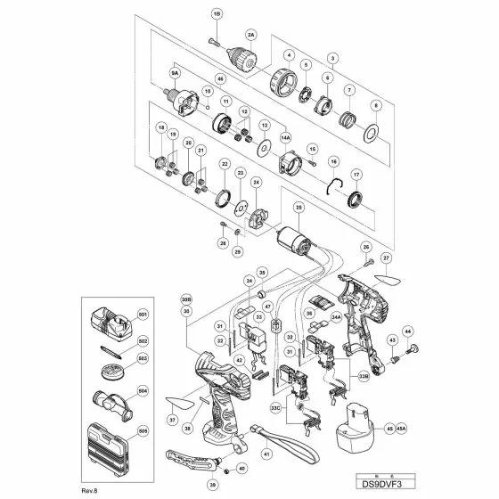 Hitachi DS9DVF3 Spare Parts List