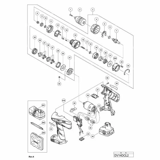 Hitachi DV14DCL2 Spare Parts List
