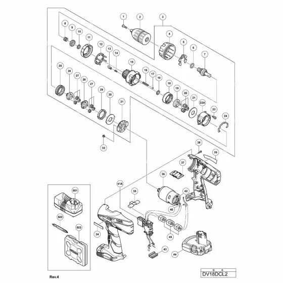 Hitachi DV18DCL2 Spare Parts List