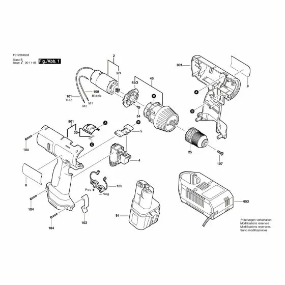 Skil HD 2645 Spare Parts List Type: F 012 264 504 9.6V USA