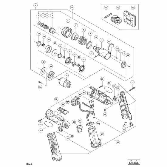 Hitachi DB3DL Spare Parts List