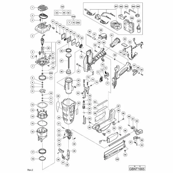 Hitachi GBNT1665 Spare Parts List