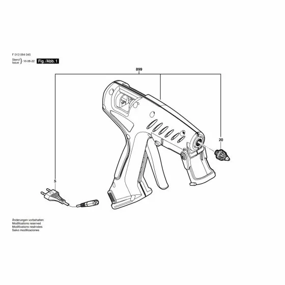 Dremel 940 Show in Illustration Glue Gun GB Spare Part Type: F 013 094 045