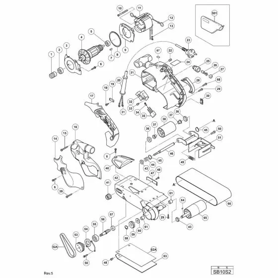 Hitachi SB10S2 Spare Parts List