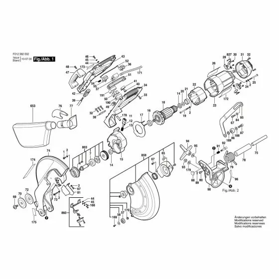 Skil 3820 Spare Parts List Type: F 012 382 002 120V USA