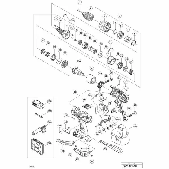 Hitachi DV14DMR Spare Parts List