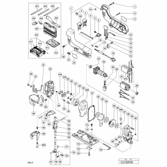 Hitachi CJ120VA Spare Parts List