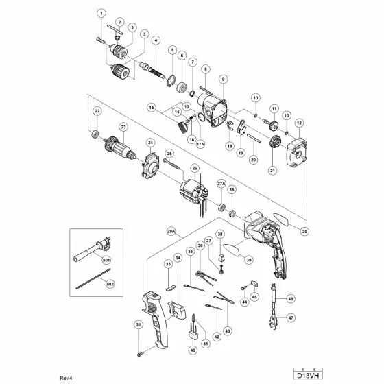 Hitachi D13VH Spare Parts List