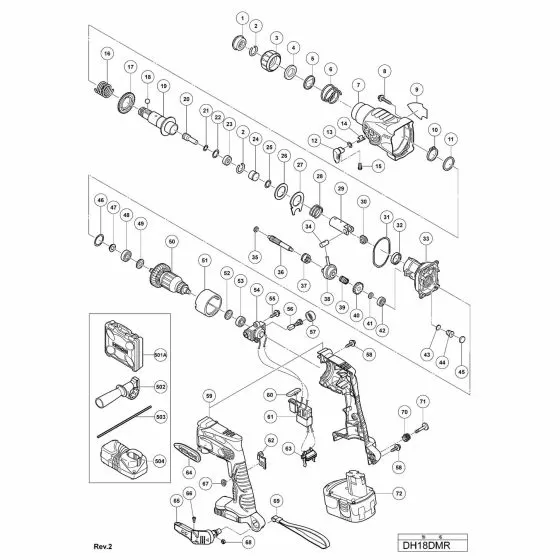 Hitachi DH18DMR Spare Parts List