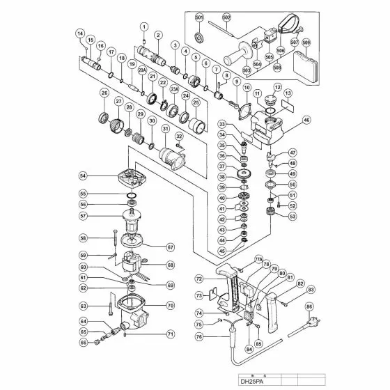 Hitachi DH25PA Spare Parts List