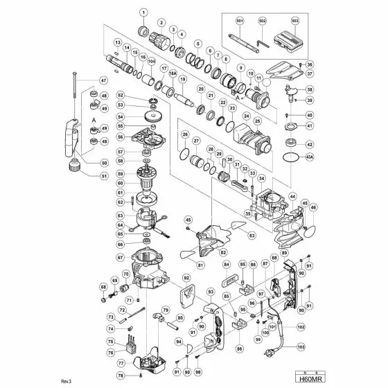 Hitachi H60MR Spare Parts List