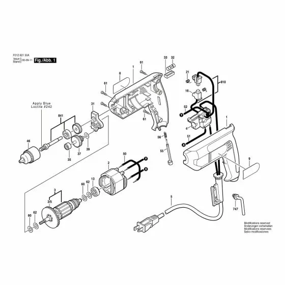 Skil 6215 Spare Parts List Type: F 012 621 50A 120V USA
