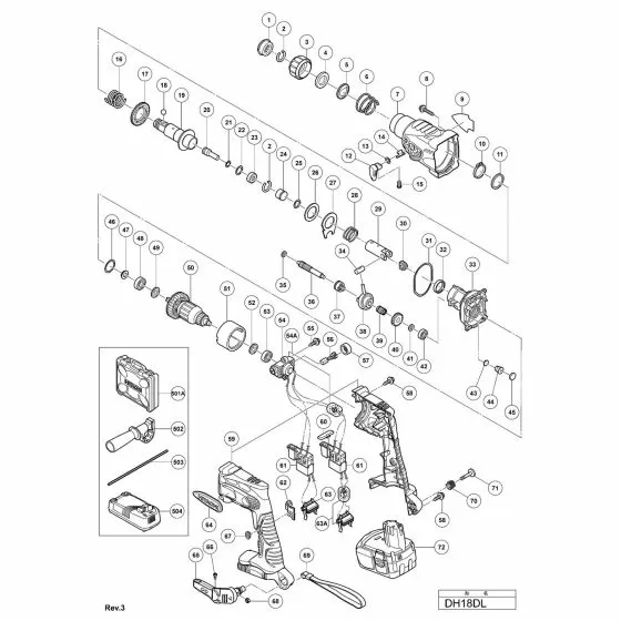 Hitachi DH18DL Spare Parts List