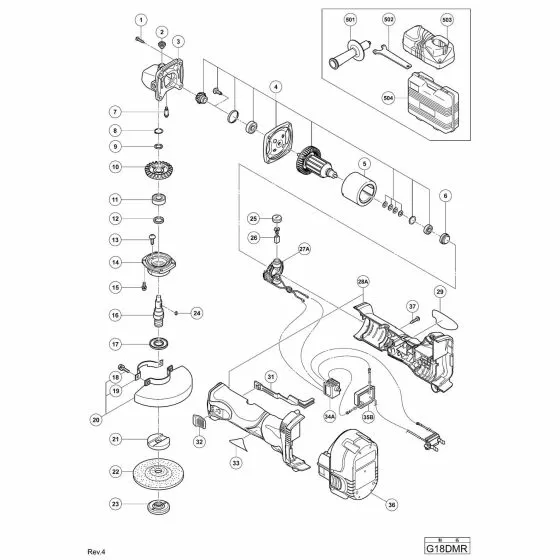 Hitachi G18DMR Spare Parts List